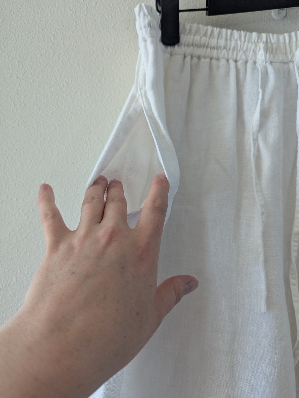 White Wide Leg Linen Pants - Picture 3 of 6